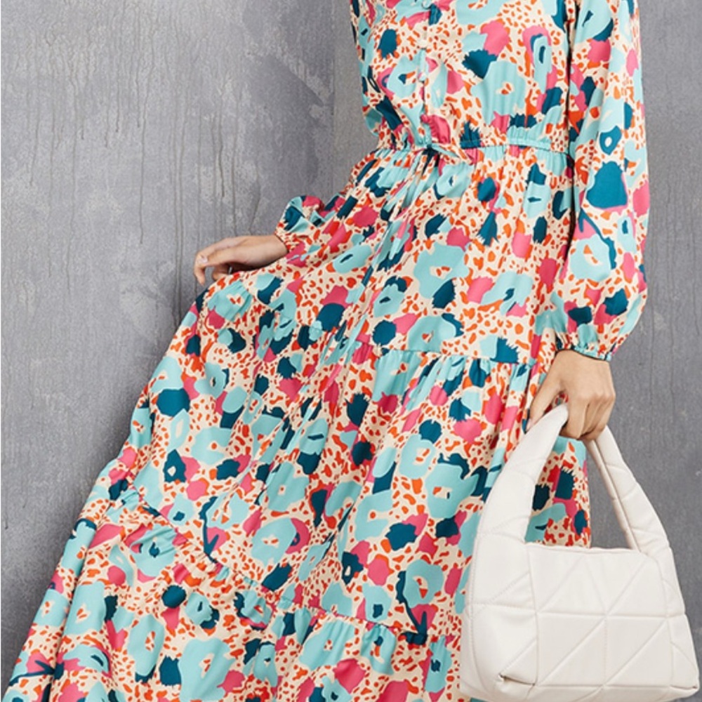 Elegant Floral Long Sleeve Maxi Dress